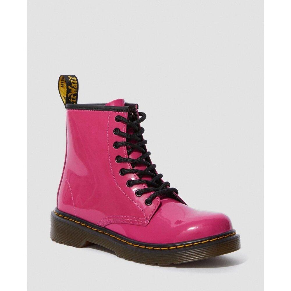 Dr. Martens Delaney Barbie Hot Pink Leather Kids Boots Size 4 With Zipper Laces